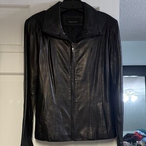 Jones New York Women's Sleek Black Leather Jacket
